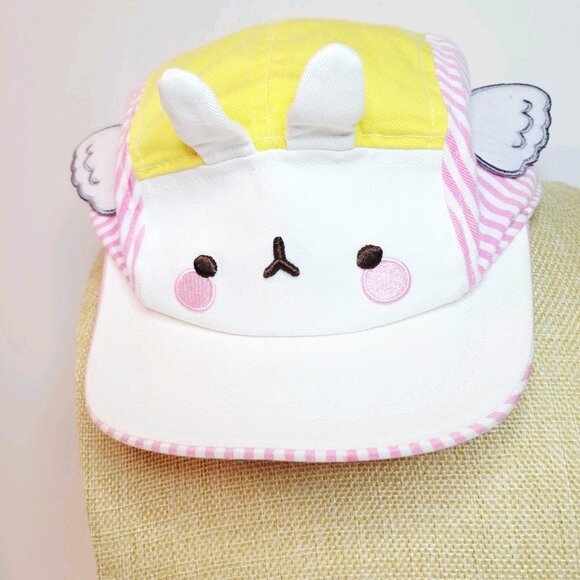 Kids Toddler Molang Embroidered 3D Adjustable Strips Pink Yellow Hat Cap READ - Picture 2 of 7